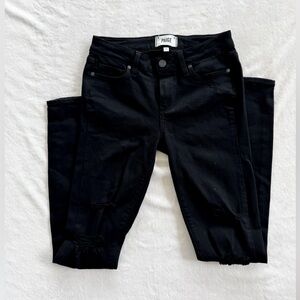 PAIGE black distressed skinny jeans